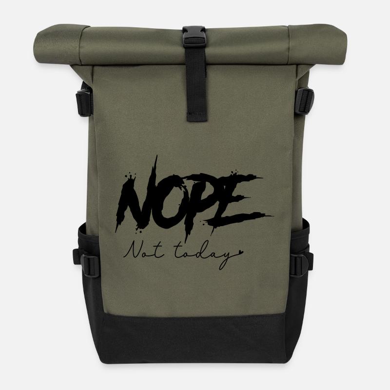 Nope - Not Today - Rolltop Rucksack - Olive/Schwarz