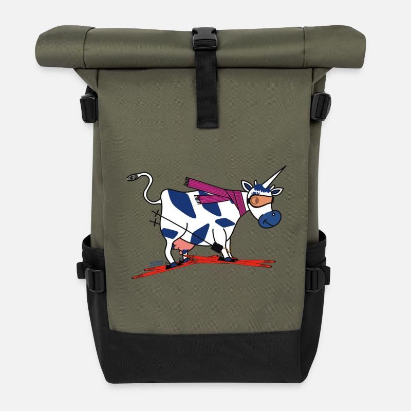 BAVARIAN UNICORN - Ski - Rolltop Rucksack - Olive/Schwarz