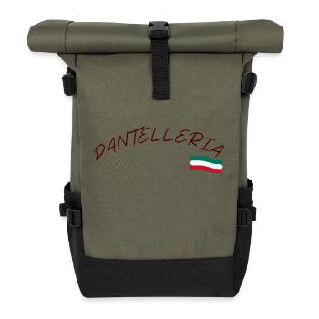 Pantelleria Italian flag - Roll Top Backpack - olive/black - Front