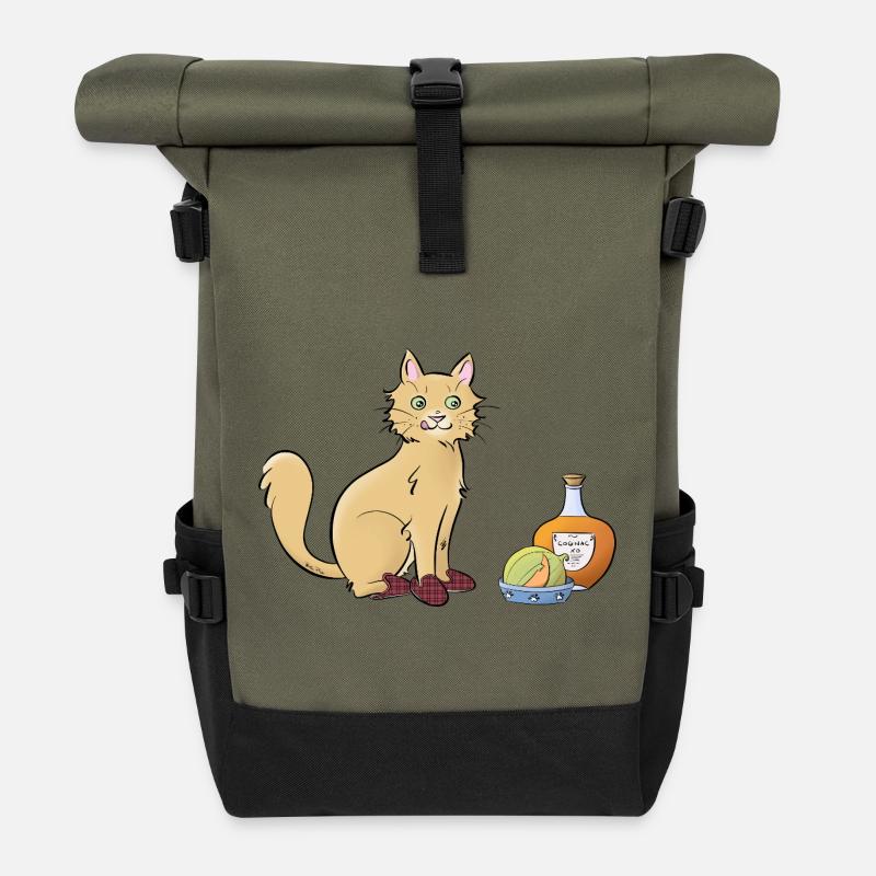 Chat-rentais - Sac à dos roll top - olive/noir