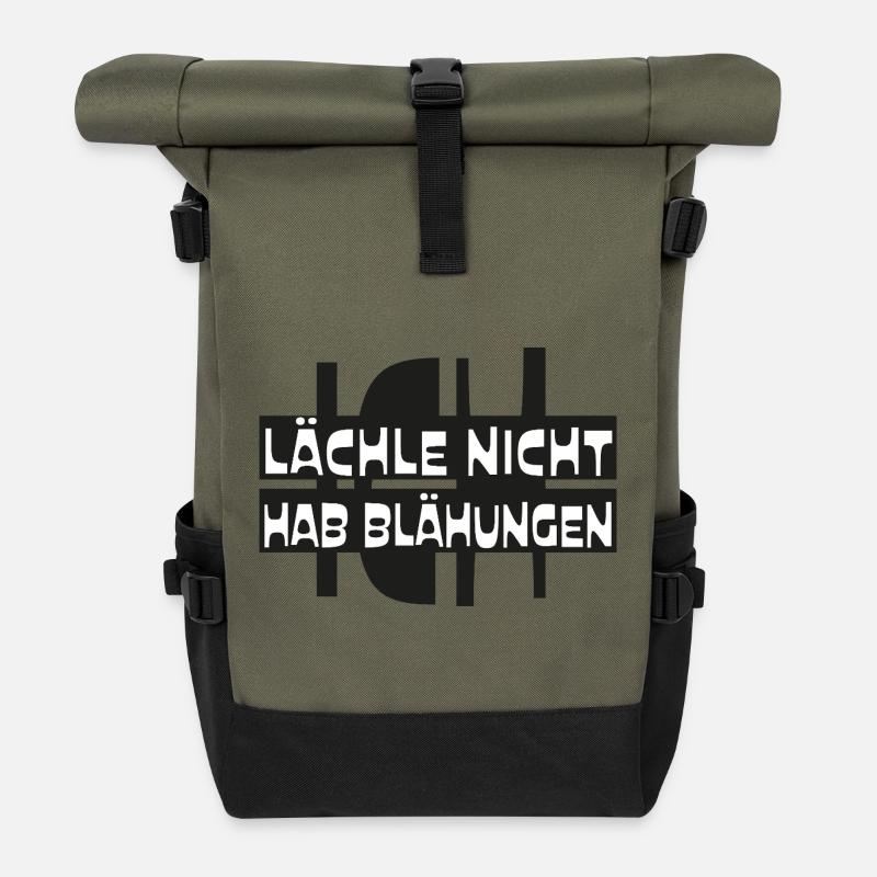 Saying funny I DON'T SMILE HAVE FLATULENCE - Roll Top Backpack - olive/black