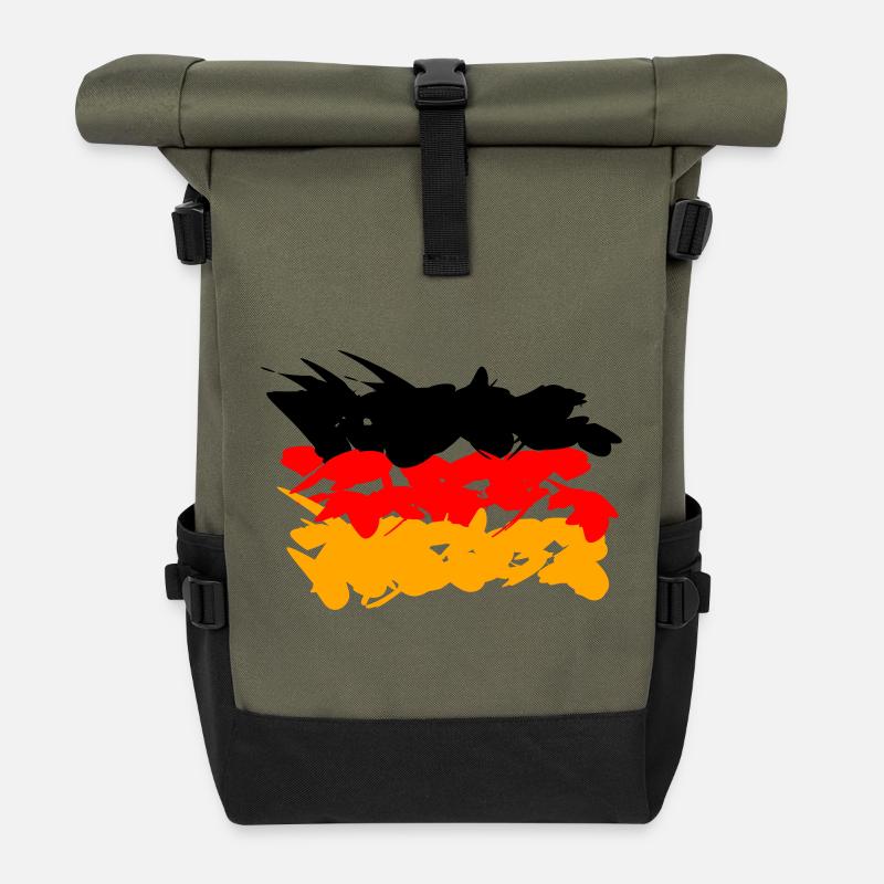 Germany Flag Graffiti Design - Roll Top Backpack - olive/black