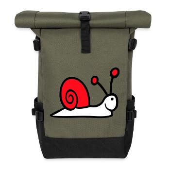 Snail Shell Cute Cute Happy Cool - Roll Top Backpack - olive/black - Front