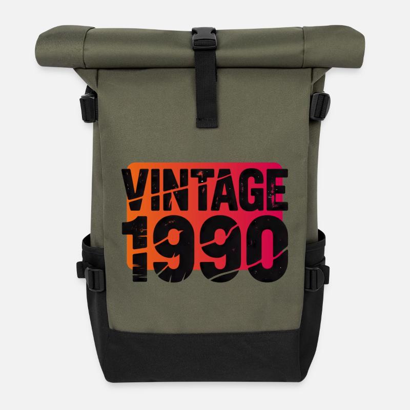 Vintage 1990 Gradient - Roll Top Backpack - olive/black