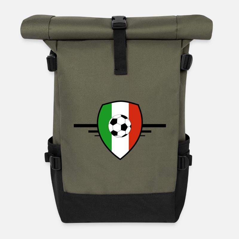 Italy Football Shield Patch - Roll Top Backpack - olive/black