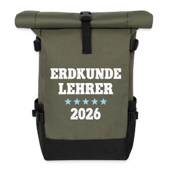 Professeur de géographie 2026 Études professionnelles Formation des enseignants Géo - Sac à dos roll top - olive/noir - Devant