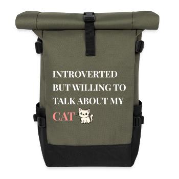 Introverti mais prêt à parler de mon chat - Sac à dos roll top - olive/noir - Devant