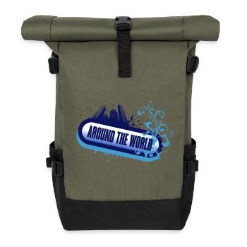 Around the World – Floral Blue Foam - Roll Top Backpack - olive/black - Front