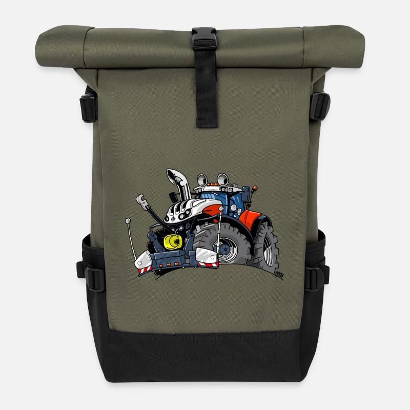 1475_RED-WHITE-TRACTOR-AUSTRIA - Roll Top Backpack - olive/black