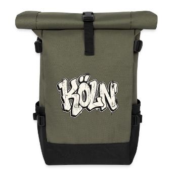 Köln Graffiti Hip Hop - Rolltop Rucksack - Olive/Schwarz - Vorne