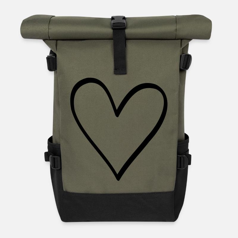 Herz Symbol Liebe Freundschaft Leben Geschenk - Rolltop Rucksack - Olive/Schwarz