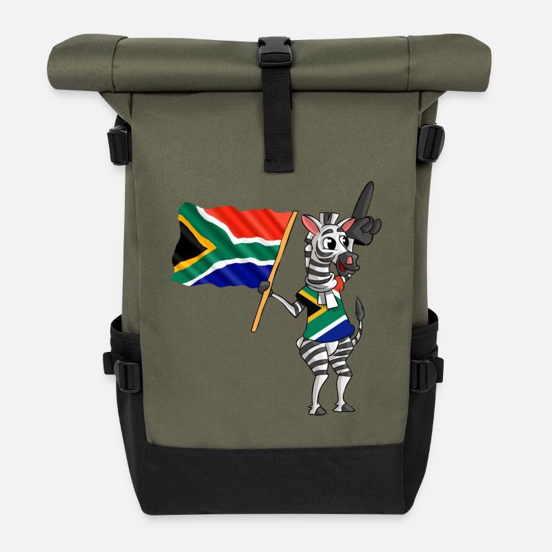 South African Zebra - Roll Top Backpack - olive/black