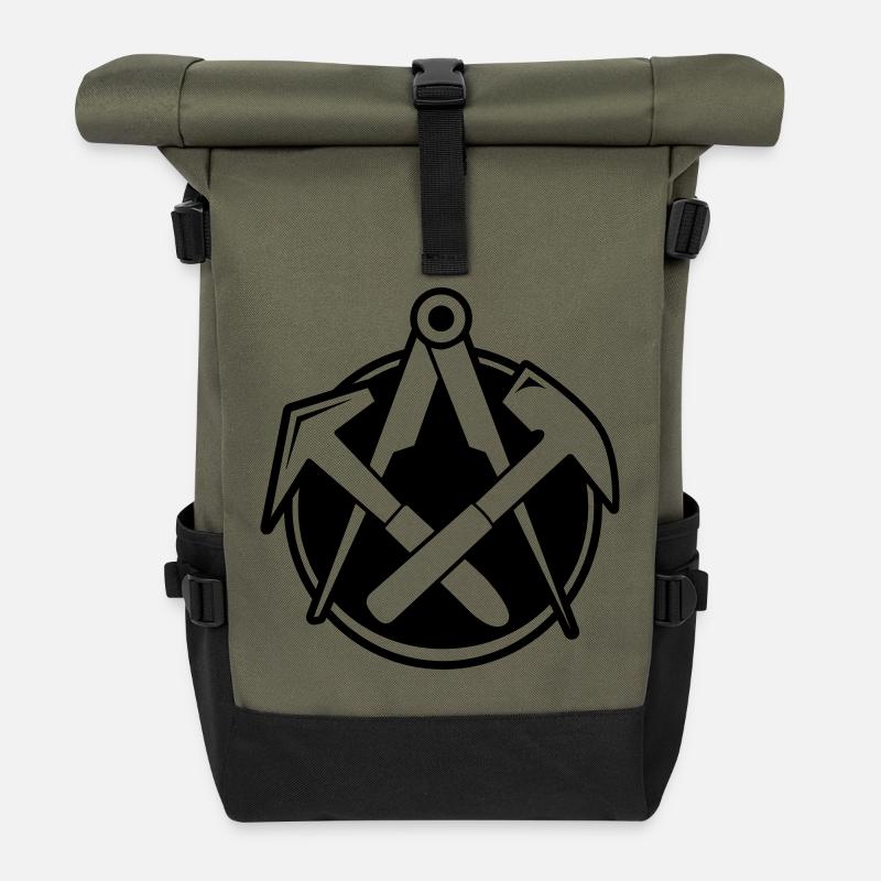 Roofer Logo - Roll Top Backpack - olive/black