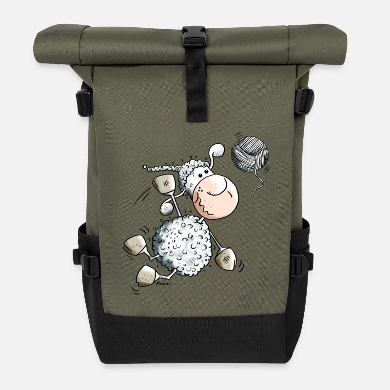 Sportliches Schaf - Rolltop Rucksack - Olive/Schwarz