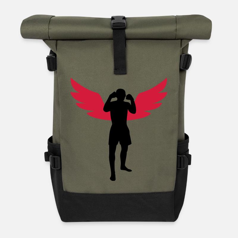 Kickboxen / Kickboxing / Kickboxer / Kick Boxing - Rolltop Rucksack - Olive/Schwarz