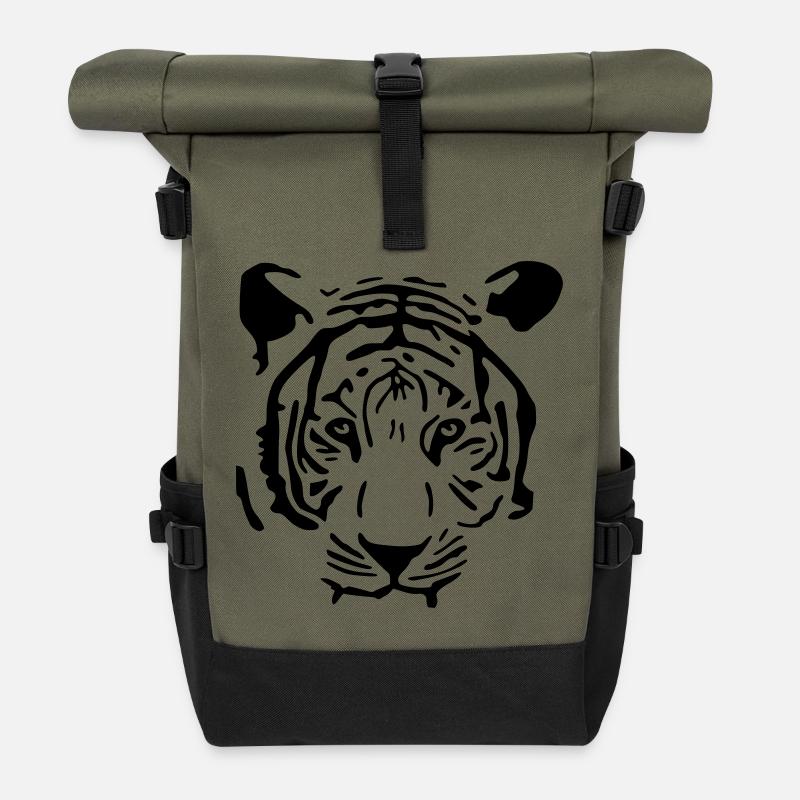 White Tiger - Roll Top Backpack - olive/black