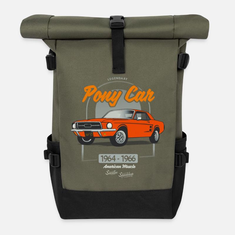Legendary Pony Car - Rolltop Rucksack - Olive/Schwarz