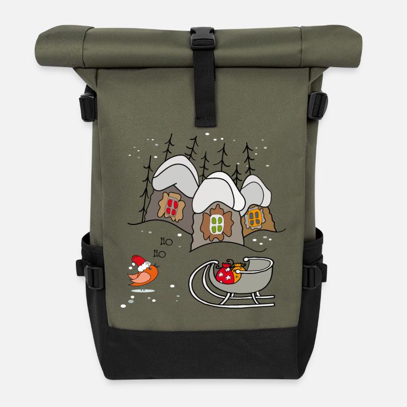 Weihnachten Winterzauber - Rolltop Rucksack - Olive/Schwarz