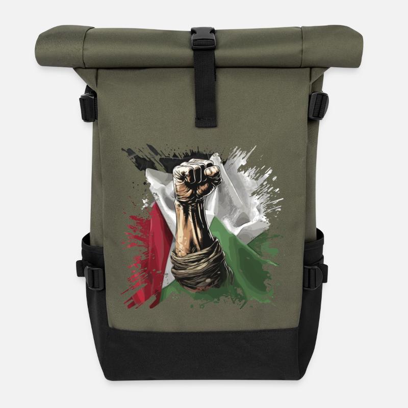 Drapeau du poing de la Palestine libre Gaza - Sac à dos roll top - olive/noir