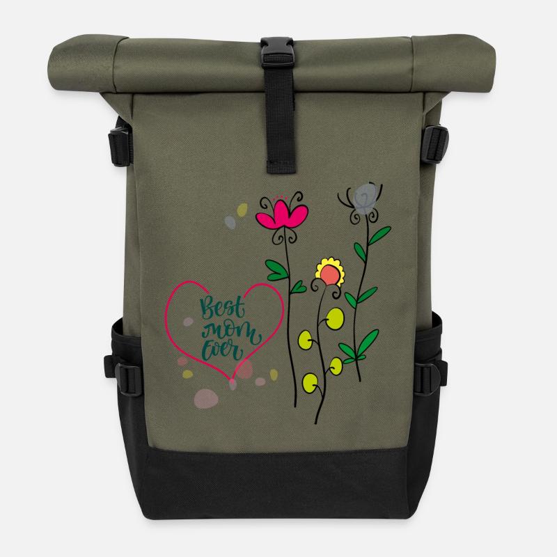 best mom ever - Rolltop Rucksack - Olive/Schwarz