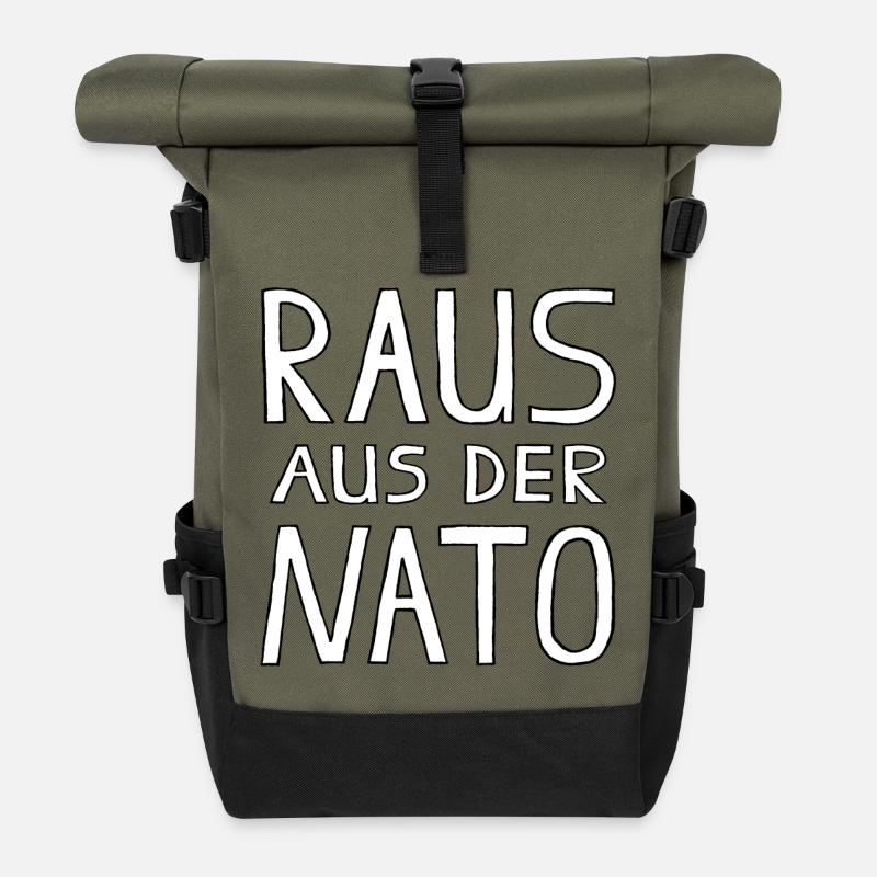 RAUS AUS DER NATO - Roll Top Backpack - olive/black