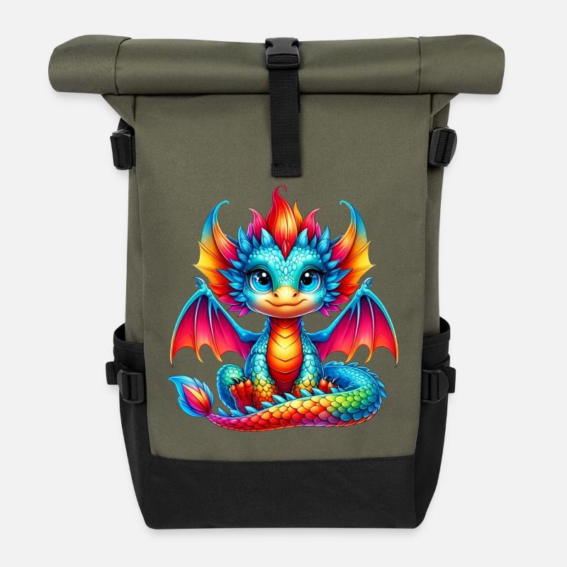 Drache - Rolltop Rucksack - Olive/Schwarz
