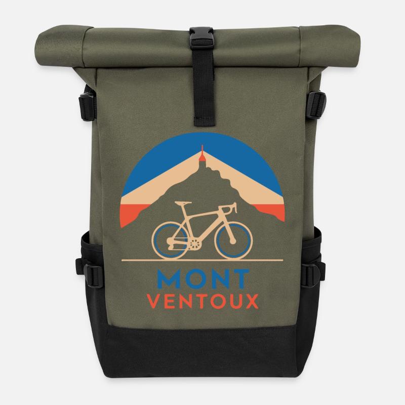 Mont Ventoux with a bike - Roll Top Backpack - olive/black