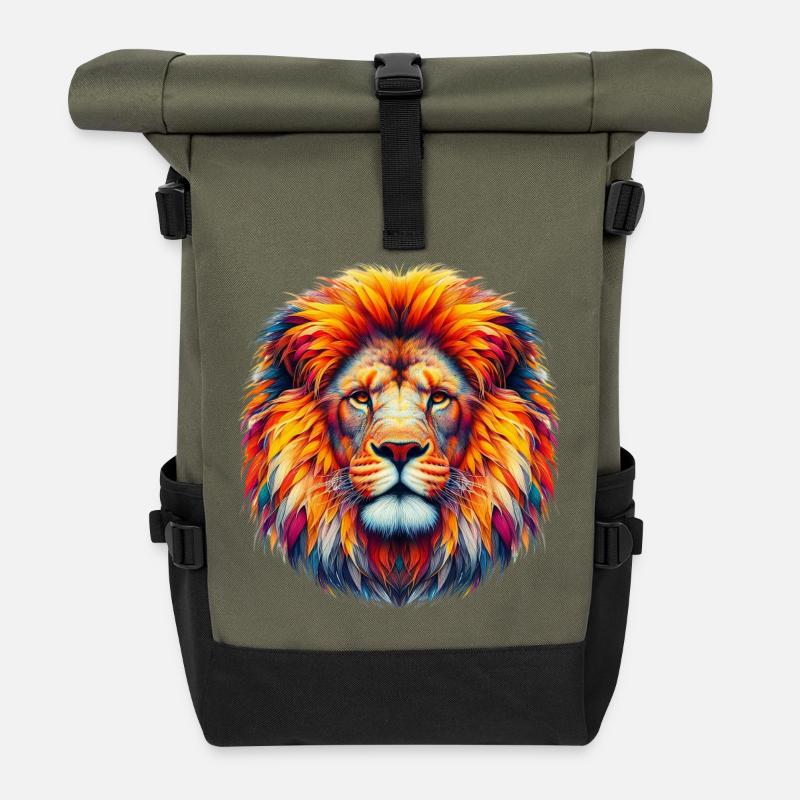 Lion - Sac à dos roll top - olive/noir