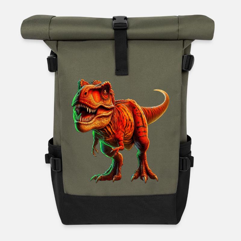 Dinosaurier - Rolltop Rucksack - Olive/Schwarz