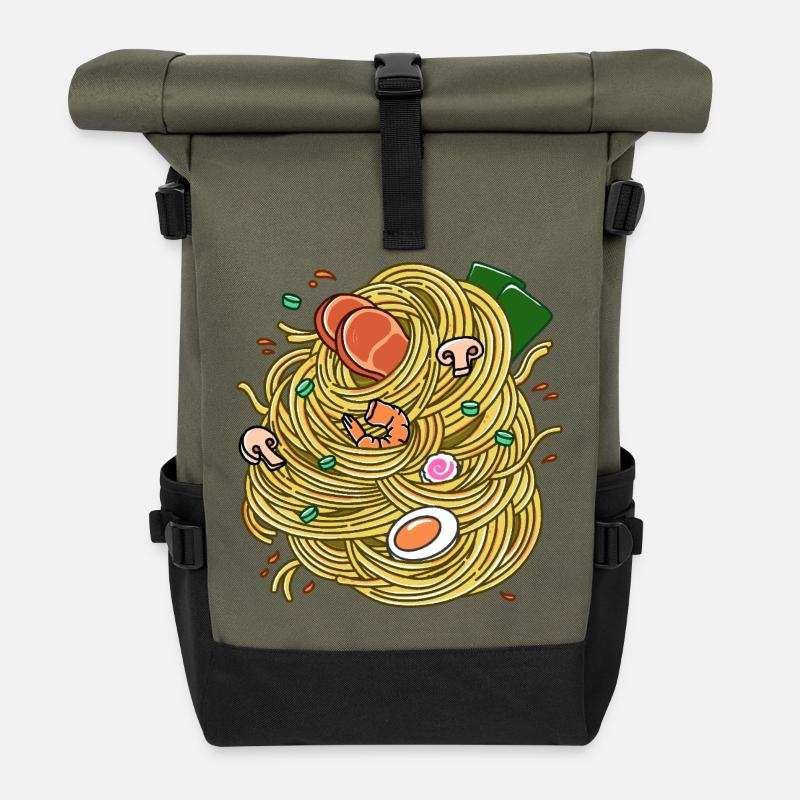 Ramen!! - Roll Top Backpack - olive/black