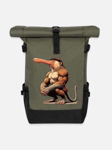 Nasenaffe zäh - Rolltop Rucksack - Olive/Schwarz