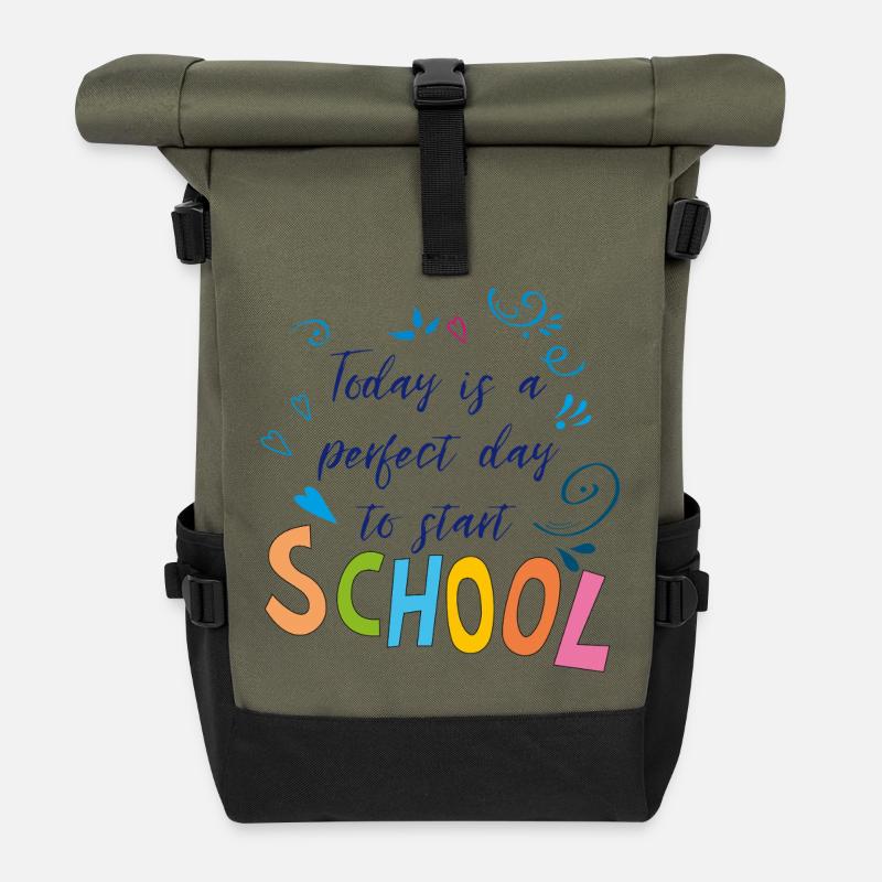 School Time - Rolltop Rucksack - Olive/Schwarz