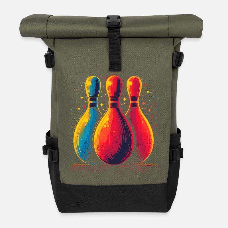 Look rétro bowling - Sac à dos roll top - olive/noir