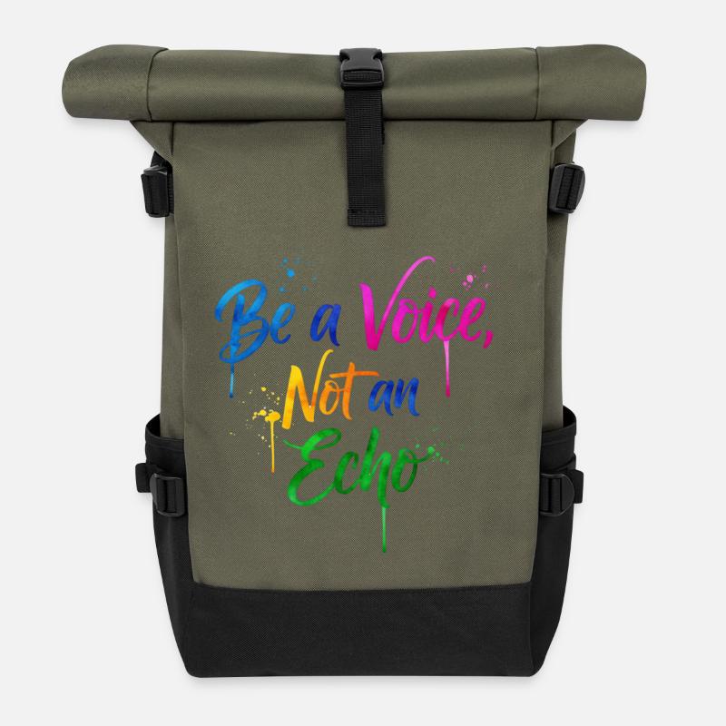 Inspirierendes Regenbogen-Protest-Zitat-Design - Rolltop Rucksack - Olive/Schwarz