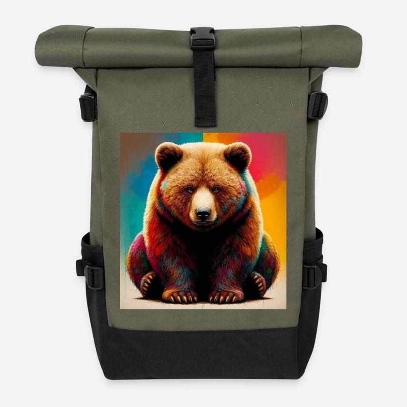 Bär - Rolltop Rucksack - Olive/Schwarz