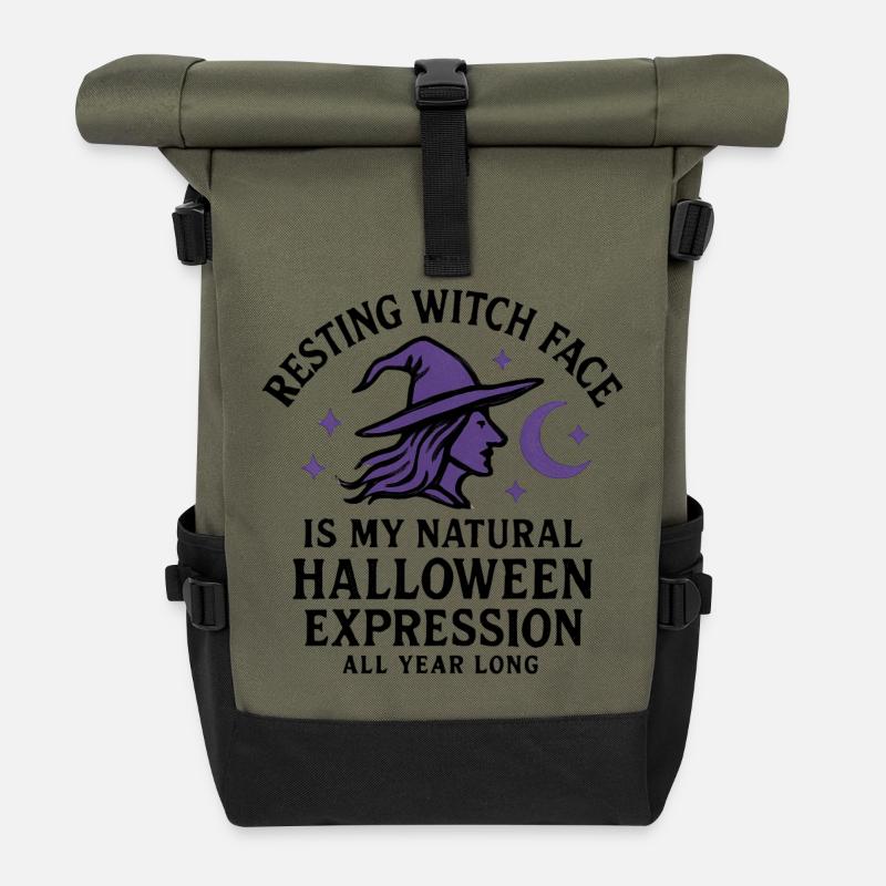 Halloween - Sorcière - Sac à dos roll top - olive/noir