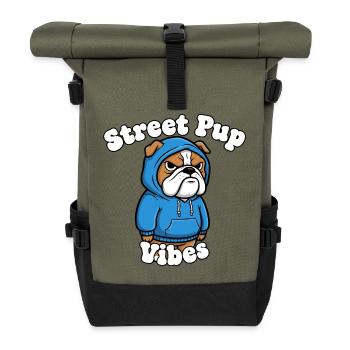 Street Pup Vibes - Roll Top Backpack - olive/black - Front