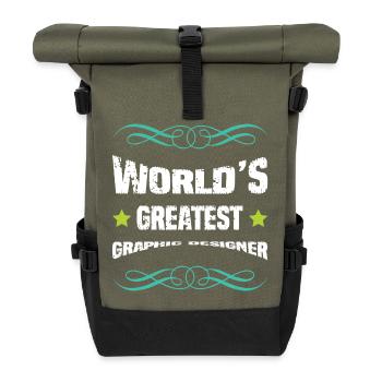 Motif de graphiste - Sac à dos roll top - olive/noir - Devant