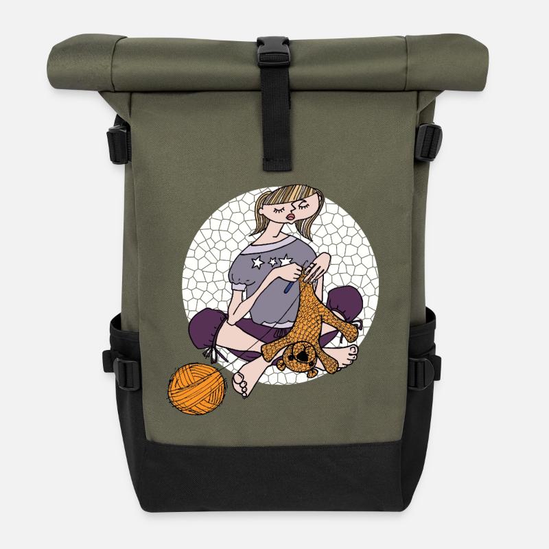 Häkelliebe - Rolltop Rucksack - Olive/Schwarz