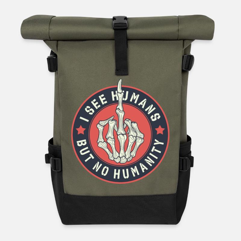 I See humans but no humanity - Rolltop Rucksack - Olive/Schwarz