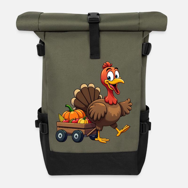 Thanksgiving Lustiger Thanksgiving Truthahn - Rolltop Rucksack - Olive/Schwarz