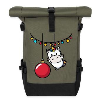Unicorn Christmas Ornament Christmas - Roll Top Backpack - olive/black - Front