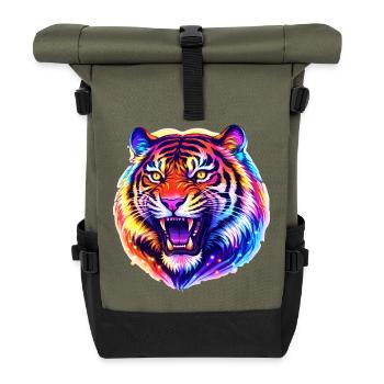 Tiger Head - Roll Top Backpack - olive/black - Front