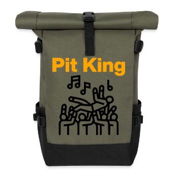 Pit King, Mosh Monarch! - Roll Top Backpack - olive/black - Front