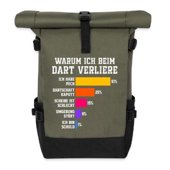 Why I lose at darts Darts - Roll Top Backpack - olive/black - Front