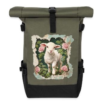 Lamb Vintage - Roll Top Backpack - olive/black - Front