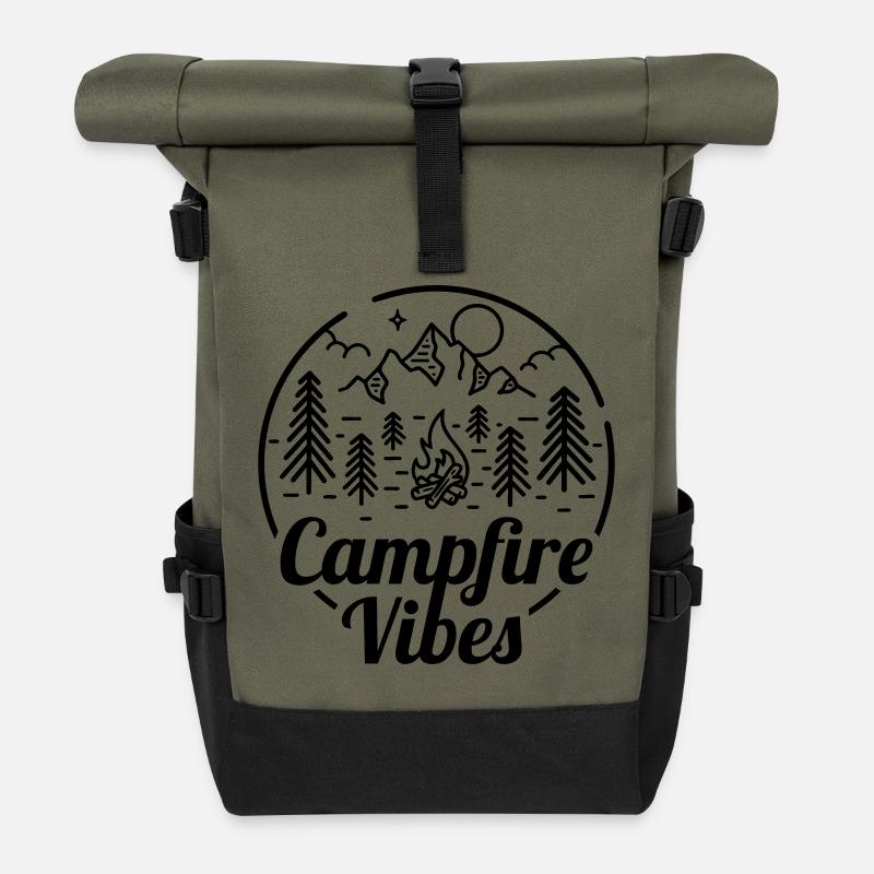Campfire Vibes - Rolltop Rucksack - Olive/Schwarz