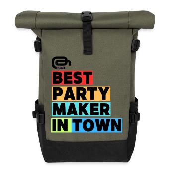 Bester Partymacher  / Best Party Maker in Town - Rolltop Rucksack - Olive/Schwarz - Vorne