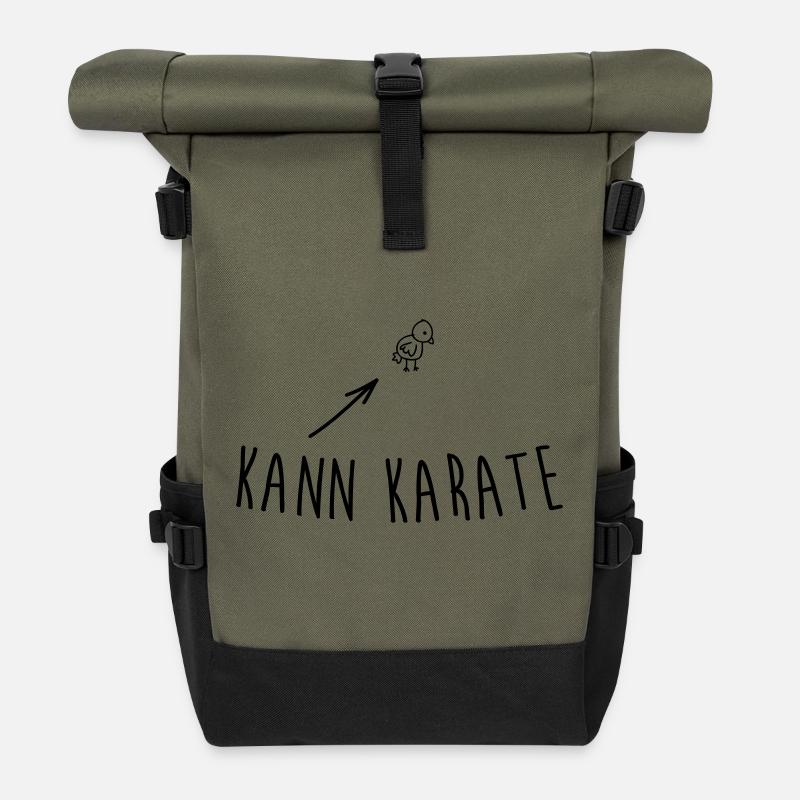 Kleines Hühnchen kann Karate - Rolltop Rucksack - Olive/Schwarz