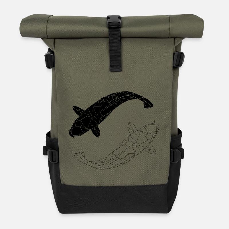 koi black and white - Rolltop Rucksack - Olive/Schwarz